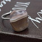 Handcrafted Purple Striped Oregon Coast Tumbled Agate Gemstone Open Back Ring Photo 1