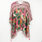 Nine West  Womens Boho Tassel Tropical Bird Floral Kimono Beach Swim Cover Up OS‎ Photo 5