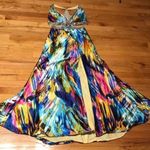 Tony Bowls París Colorful Vintage y2k Draped Gown Beaded CutOff Rhinestone High Low Embellished Coquette Coastal Tropical Designer Luxury Jewel Formal Evening Prom Photo 5