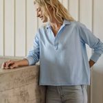 Frank & Eileen  Patrick Popover Henley Top Shirt Pullover Blue Large $168 Photo 0