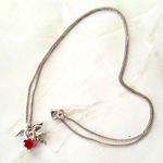 Vintage Sterling Silver Red Gemstone Birthstone Dainty Angel Necklace Photo 0