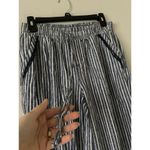 Briggs Linen Blend Striped Wide Leg Pants Size Medium Coastal Beachy Boho Blue Photo 4