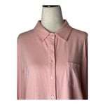 Tyler Boe Shirt Women Large Pink Knit Long Roll Tab Sleeve Button Down Preppy Photo 2