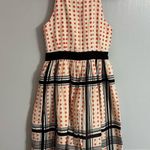 Maeve  White and Orange Polkadot Halter Dress with Black Trim Size 0 Photo 1
