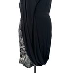 Karen Millen Surplice Drape Front Abstract Print Side Dress Black Size US 6 Photo 4