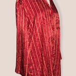 Victoria's Secret Victoria Secret Red & Gold Striped Satin Long Sleeve Button Down Sleep Shirt Med Photo 3