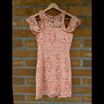 NBD  Peach Allover Lace Cold Shoulder Dress small Photo 1