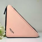 Prada  Beauty Pink Triangle Cosmetic Case 9"x7"x7" New Photo 0