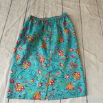 Adrianna Papell Vintage Bright Floral 100% Silk Top & Skirt Suit Set Size 12 Photo 8