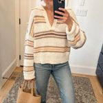 Free People  Kennedy Stripe Pullover in Cream Size Small Photo 9