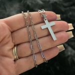 Simple Minimalist Silver Cross Necklace Photo 1