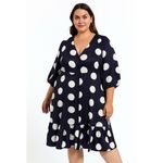 Faeriesty Navy Polka Dot Shirt Dress Ruffle Hem XXL Blue Photo 13