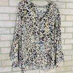 Amanda Uprichard Pastel Geometric Print Bell Sleeve Blouse Size M Photo 1