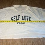 Gilli Women's Oversized Short Sleeve White Self Love Club Tshirt,Size S,NWT Blue Photo 4