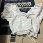 Storets NWT  White Eyelet Cinched Front Crop Top S/M Photo 3