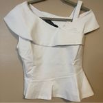 HFR x Undra Celeste Ponte Knit Origami Top Sea Salt Asymmetrical White Peplum Size XS Photo 2