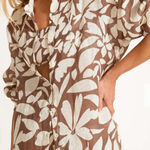 Vitamin A Playa Linen Boyfriend Shirt - Desert Flower EcoLinen designer summer L Photo 0