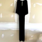 Cache Vinage Jumpsuit y2k Cold Shoulder Batwing Rhinestone Keyhole Back Black S Photo 5
