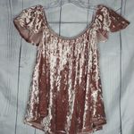 Active USA  Crushed Velvet Off The Shoulder Flutter Sleeve BohoTop Photo 0