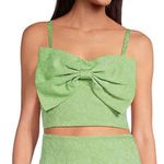 NWOT Women's Corazon Bow Jacquard Crop Top Green Size 0 Photo 1