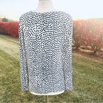 J.Crew  Womens Sz 12 Spotted Long Sleeve V-neck Popover Top White Black Photo 5