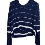 John + Jenn striped navy white combo cropped sweater hoodie size S Photo 0