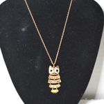 Claire's Big Eyed Whimsical Rainbow Rhinestone Gold Tone Owl Pendant Necklace Photo 0