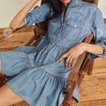 Veronica Beard Atari Chambray Tiered Denim Shirt Dress Blue Size 12 Photo 2