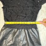 Bailey 44 Size S Black Lace and Faux Leather Boat Neck Mini Dress Goth Club Chic Photo 7