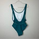 Teal Ribbed Belted Swimsuit Size XL Green Photo 4