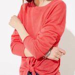 Loft NWT Linen Slouchy Tie Front Sweater Lightweight Top Pink Size XL Photo 0