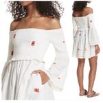Free People  Counting Daisies Size Medium White Embroidered Off Shoulder Boho Photo 13
