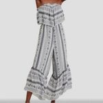 American Eagle Womens XS Jumpsuit White Blue Floral Strapless Wide Leg Palazzo Photo 6