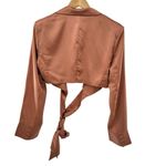 FATE 2pc Satin Cropped Wrap Blazer & Wide Leg Pant Set Brown Medium Large NWT Photo 12