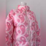 Petals and Peacocks Bubblegum Pink Collared Full Zip Puffer Jacket Size M Photo 3