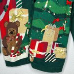 Vintage Carly‎ St. Claire Christmas Cardigan Sweater Green Size M Photo 2