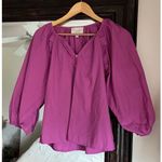 Cosabella  Jess Puff Sleeve Pink Cotton Blouse Ruffle Detail Size Small Photo 1