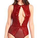 Janice Sheer Lace Teddy Lingerie Red Photo 9