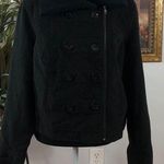 6 Degrees  Black Double-Breasted Pea Coat Collared long sleeve Full Zipper Front Photo 0