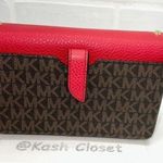 Michael Kors Crimson Jet Set Small Studded Leather Crossbody Clutch Photo 4