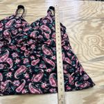 Lands' End  Swim Top Tankini Womens Black Paisley Underwire Built in Bra Size 18W Photo 12