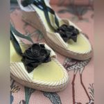 Gap NEW Vintage Women’s Striped Floral Espadrille High Heel Wedges Size 9M Photo 2
