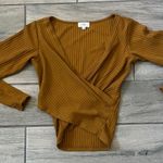 LPA Orange Puff Sleeve Wrap Blouse Photo 1