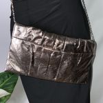 Kate Landry Shiny Platinum Pleated Clutch Chain Crossbody or Shoulder 10X6 Photo 2