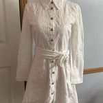 ZARA White Eyelet Fit and Flare Long Sleeve Dress Size XS Photo 13