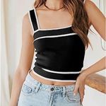 Source Unknown Black and White Striped Tank knit Top L - XL NWT Photo 2