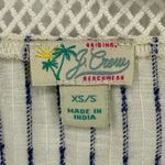 J.Crew  Beachwear XS/S Striped Crochet Trim Tunic Cover-Up‎ Dress Blue White Photo 3