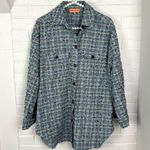 Stine Goya Phoenix Frayed Houndstooth Tweed Oversized Shirt Shacket Size S Blue Photo 1
