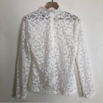 White House | Black Market WHBM Lace Semi-Sheer Long Sleeve Mock Neck Blouse Top Photo 7