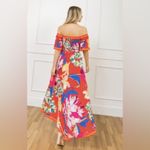 Jealous Tomato  Tropical Hawaiian Floral Off Shoulder Ruffle Midi Dress Size M Photo 1